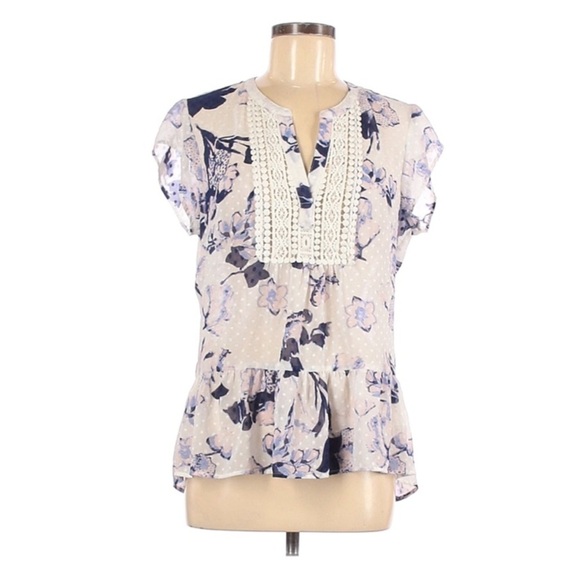 DR2 Daniel Rainn Floral Peplum Top Size Small - Picture 1 of 12